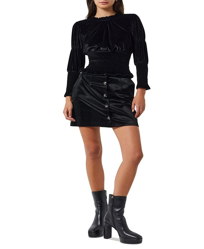 French Connection Women's Sula Velvet Smocked Top 1 French Connection Women's Sula Velvet Smocked Top