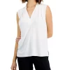 Alfani Women's Pleated V-Neck Sleeveless Top, Created For Macy's