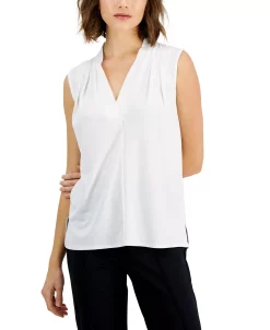 Alfani Women's Pleated V-Neck Sleeveless Top, Created For Macy's