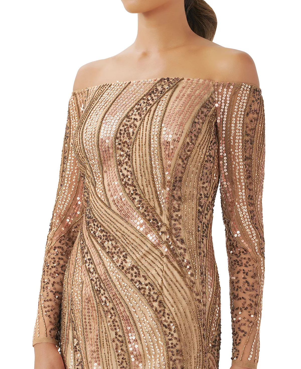 Adrianna Papell Women's Beaded Off-The-Shoulder Gown 3 Adrianna Papell Women's Beaded Off-The-Shoulder Gown - Image 3