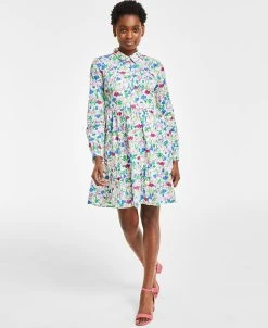 Charter Club Women's Floral-Print Long-Sleeve Shirtdress, Created For Macy's