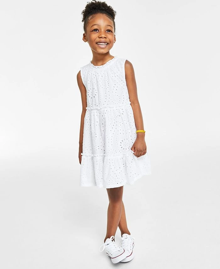 Charter Club Little Girl's Cotton Eyelet Dress With Tiered Skirt, Created For Macy's 1 Charter Club Little Girl's Cotton Eyelet Dress With Tiered Skirt, Created For Macy's