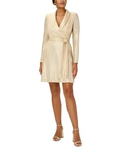 Adrianna Papell Women's Metallic-Knit Tuxedo Dress