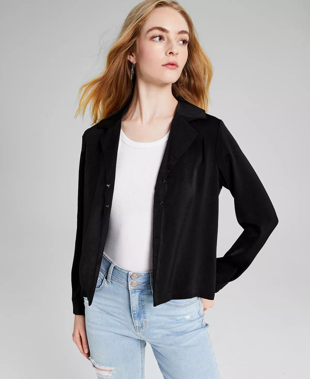 And Now This Women's Notch-Collar Long-Sleeve Shirt Jacket 2 And Now This Women's Notch-Collar Long-Sleeve Shirt Jacket - Image 2