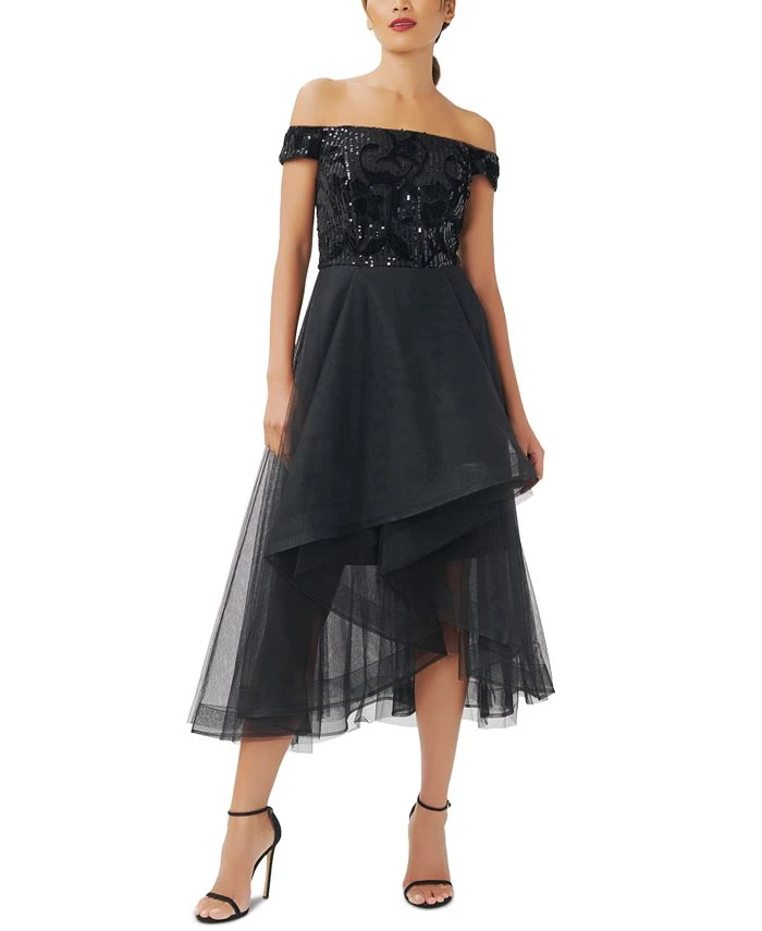 Adrianna Papell Women's Off-The-Shoulder Midi Dress 1 Adrianna Papell Women's Off-The-Shoulder Midi Dress