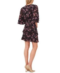 CeCe Women's Floral-Print Balloon-Sleeve Ruffled A-Line Dress 5 CeCe Women's Floral-Print Balloon-Sleeve Ruffled A-Line Dress -Anne Klein Sales Store 22866950 fpx