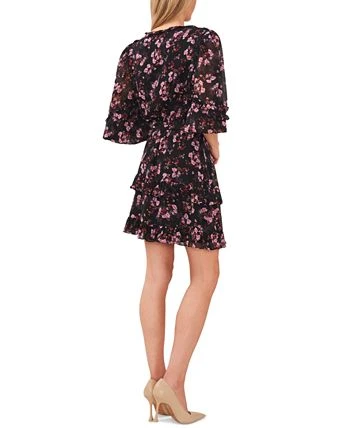 CeCe Women's Floral-Print Balloon-Sleeve Ruffled A-Line Dress 2 CeCe Women's Floral-Print Balloon-Sleeve Ruffled A-Line Dress - Image 2