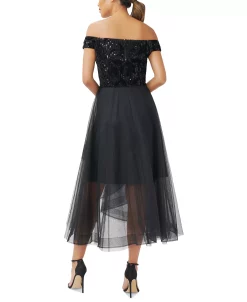 Adrianna Papell Women's Off-The-Shoulder Midi Dress 4 Adrianna Papell Women's Off-The-Shoulder Midi Dress -Anne Klein Sales Store 22876974 fpx