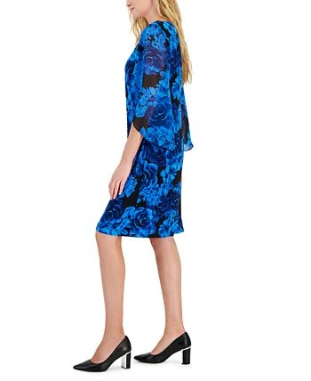 Connected Women's Printed Cape-Sleeve Sheath Dress 3 Connected Women's Printed Cape-Sleeve Sheath Dress - Image 3