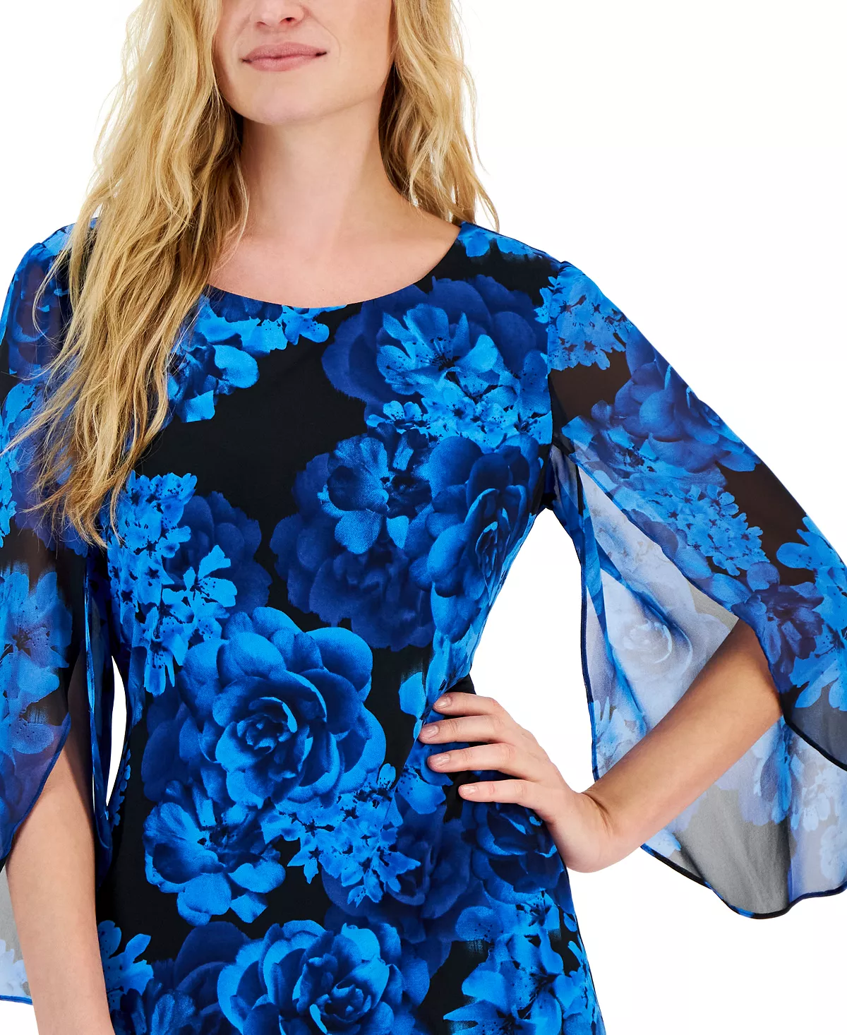 Connected Women's Printed Cape-Sleeve Sheath Dress 4 Connected Women's Printed Cape-Sleeve Sheath Dress - Image 4