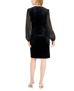 Connected Women's Velvet V-Neck Sheath Dress -Anne Klein Sales Store 22877674 fpx