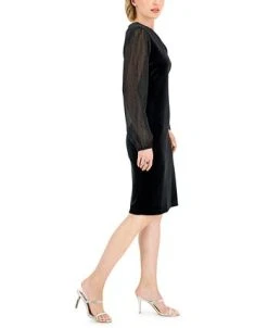 Connected Women's Velvet V-Neck Sheath Dress -Anne Klein Sales Store 22877675 fpx