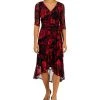 Connected Women's Floral-Print High-Low Dress