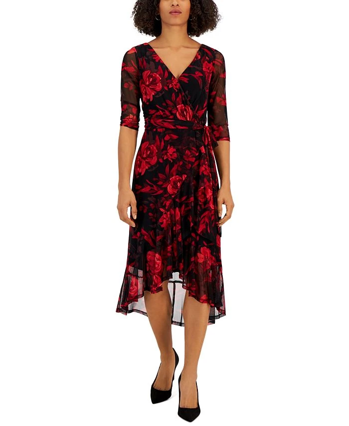 Connected Women's Floral-Print High-Low Dress 1 Connected Women's Floral-Print High-Low Dress
