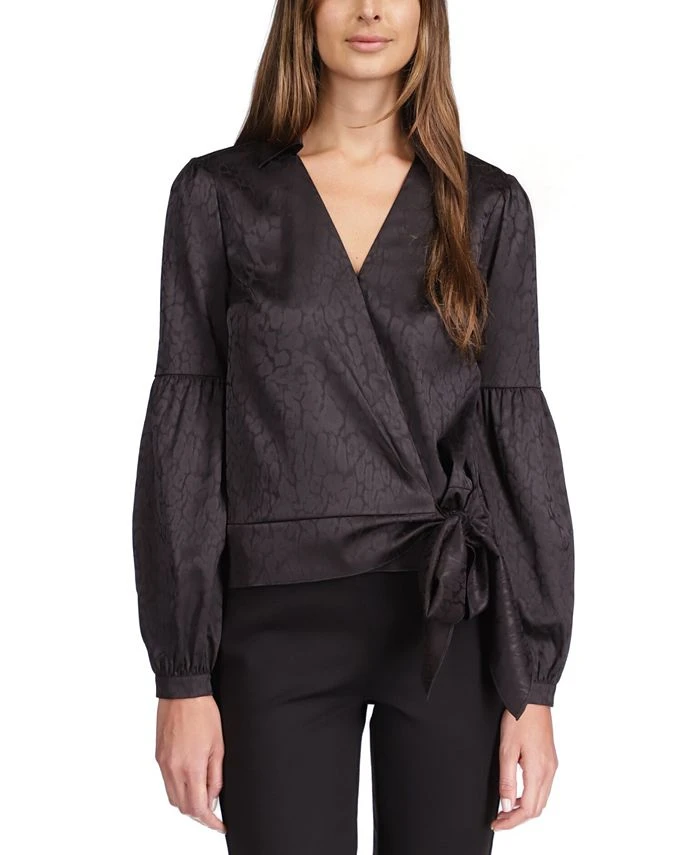 Michael Kors Women's Cheetah-Print Faux-Wrap Top 1 Michael Kors Women's Cheetah-Print Faux-Wrap Top