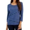 Karen Scott Women's Callie Asymmetrical-Stripe 3/4-Sleeve Top, Created For Macy's