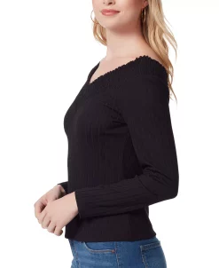 Jessica Simpson Women's Myra Smocked-Panel V-Neck Top -Anne Klein Sales Store 22884876 fpx