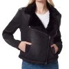 Jessica Simpson Women's Finley Faux-Fur Trim Denim Moto Jacket
