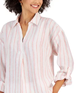 Charter Club Women's Linen Metallic-Stripe Top, Created For Macy's -Anne Klein Sales Store 22897189 fpx