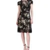 Donna Ricco Women's Tulip-Sleeve Lace-Hem Fit & Flare Dress