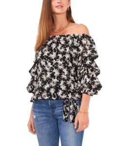 Vince Camuto Women's Off Shoulder Bubble Sleeve Top