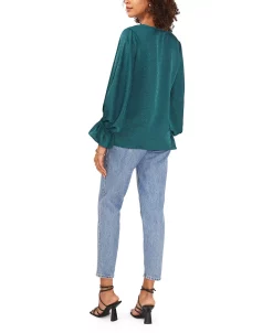 Vince Camuto Women's V-Neck Bubble Sleeve Jacquard Top -Anne Klein Sales Store 22903315 fpx