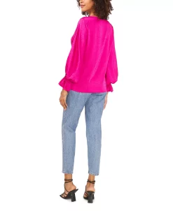 Vince Camuto Women's V-Neck Bubble Sleeve Jacquard Top -Anne Klein Sales Store 22903367 fpx