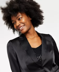 Anne Klein Women's Satin One-Button Peak-Lapel Jacket -Anne Klein Sales Store 22905446 fpx