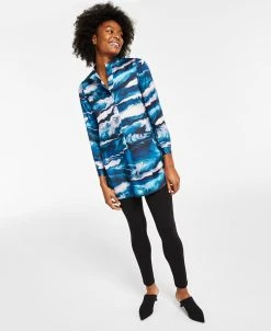 Anne Klein Printed Blouse & Compression Leggings