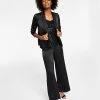 Anne Klein Satin One-Button Jacket, Shine V-Neck Cami & Wide-Leg Pants