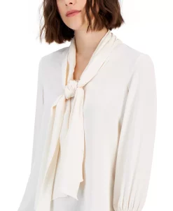 Anne Klein Women's Smocked-Cuff Tie-Neck Blouse -Anne Klein Sales Store 22909184 fpx