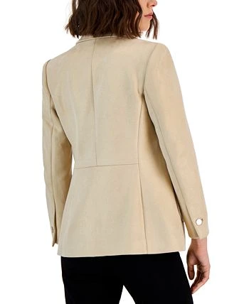Anne Klein Women's Faux Double-Breasted Scuba-Suede Jacket 2 Anne Klein Women's Faux Double-Breasted Scuba-Suede Jacket - Image 2