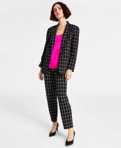 Bar III Women's Scoop-Neck Camisole, Plaid Blazer & Plaid Pant, Created For Macy's