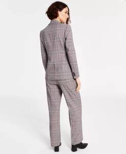 Bar III Women's Tie-Neck Top, Plaid Blazer & Pants, Created For Macy's -Anne Klein Sales Store 22909431 fpx