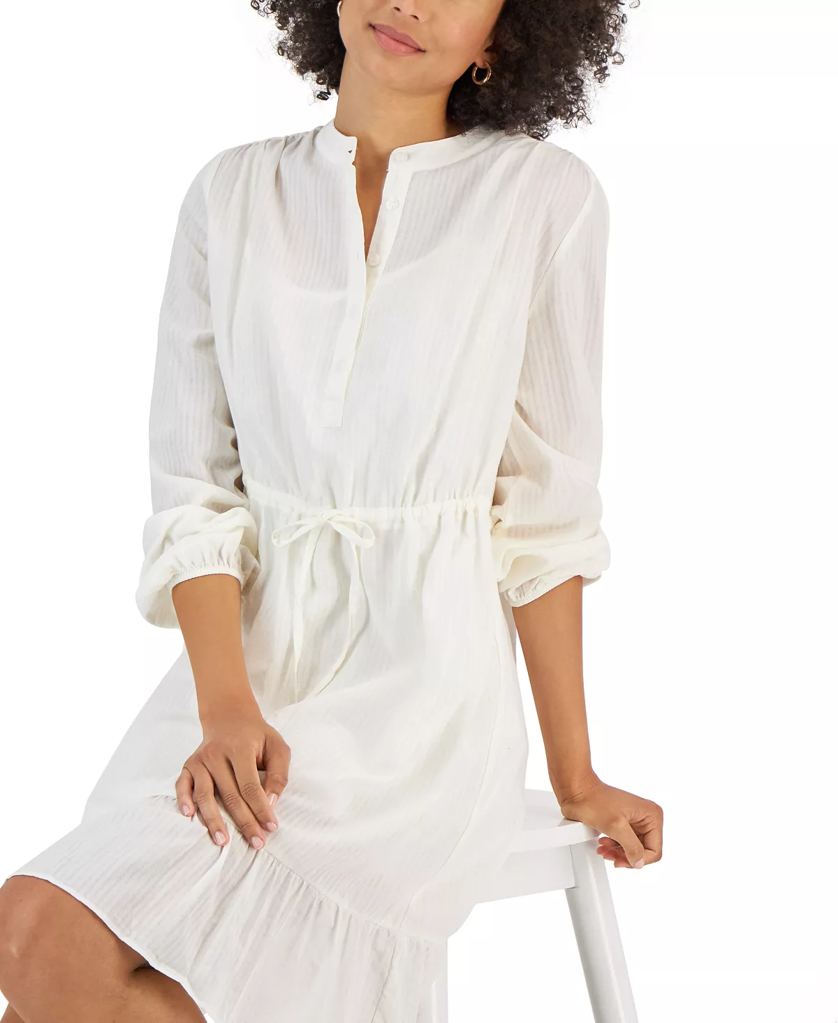 Style & Co Women's Shadow-Striped Ruffle-Hem Dress, Created For Macy's 3 Style & Co Women's Shadow-Striped Ruffle-Hem Dress, Created For Macy's - Image 3