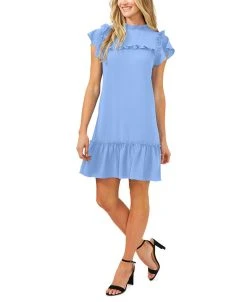CeCe Ruffled Mock-Neck Dress