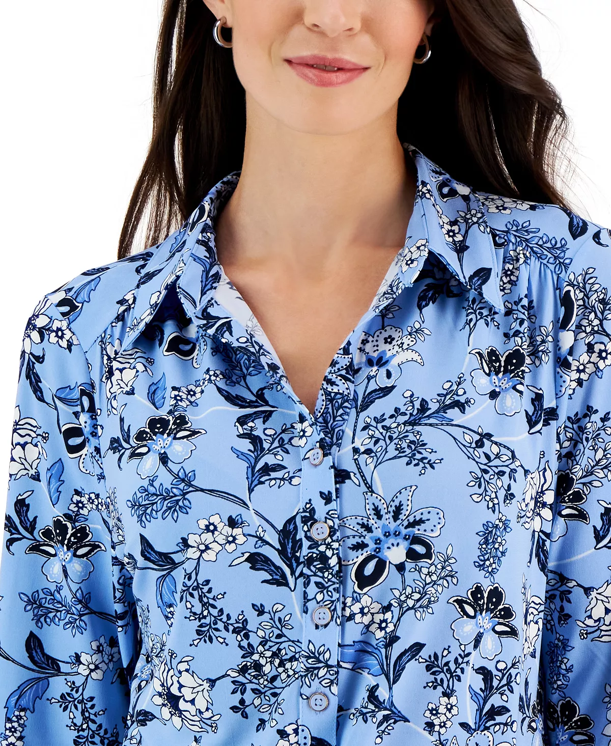 Charter Club Women's Floral Paisley Polo Top, Created For Macy's 2 Charter Club Women's Floral Paisley Polo Top, Created For Macy's - Image 2