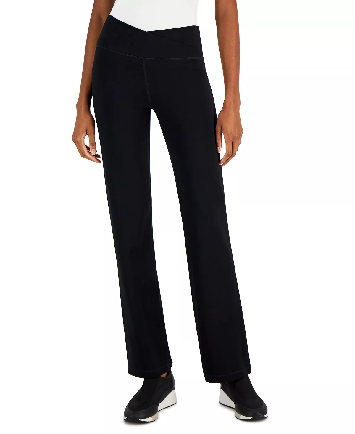 ID Ideology Women's Crisscross-Waist Flared Pants, Created For Macy's 4 ID Ideology Women's Crisscross-Waist Flared Pants, Created For Macy's - Image 4