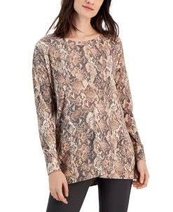 ID Ideology Women's Snake-Embossed Tulip-Hem Sweatshirt, Created For Macy's