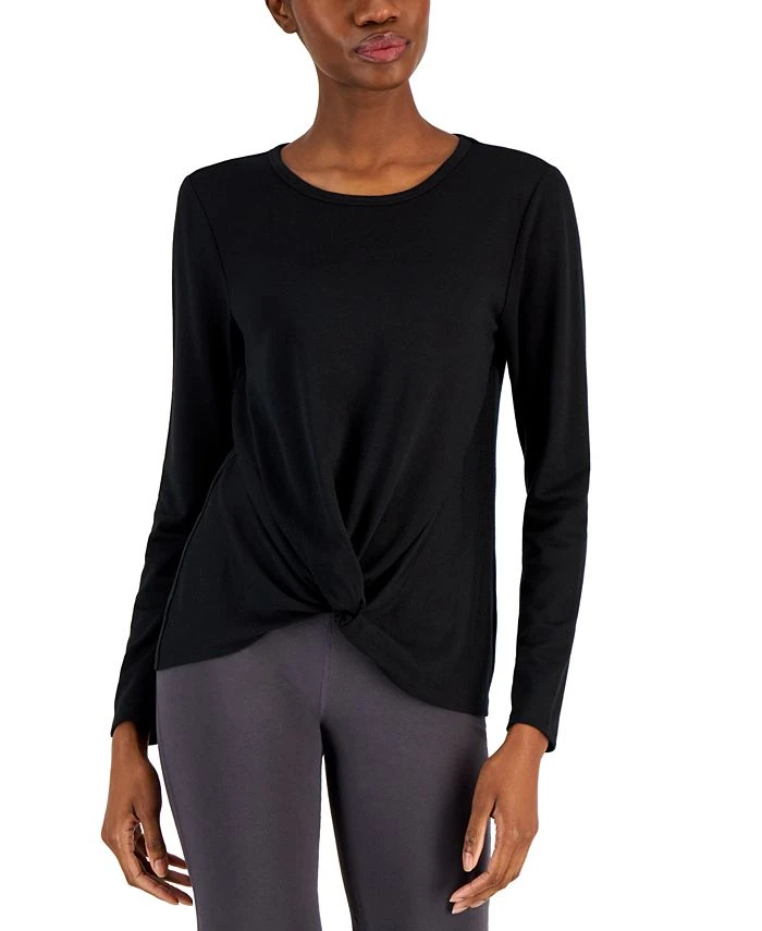 ID Ideology Women's Long-Sleeve Twist-Front Top, Created For Macys 1 ID Ideology Women's Long-Sleeve Twist-Front Top, Created For Macys
