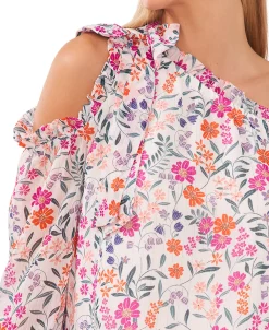 CeCe Women's Floral-Print Asymmetric Bow Top -Anne Klein Sales Store 22927281 fpx