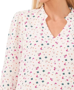 CeCe Women's Floral-Print Ruffled 3/4-Sleeve Blouse 10 CeCe Women's Floral-Print Ruffled 3/4-Sleeve Blouse -Anne Klein Sales Store 22927289 fpx
