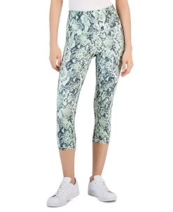 ID Ideology Women's Snake-Print Cropped High-Rise Leggings, Created For Macy's