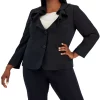 Kasper Plus Size Ruffled Collar Two-Button Blazer
