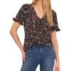 CeCe Ascading Florets Ruffled Sleeve Top