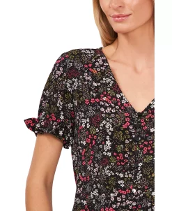 CeCe Ascading Florets Ruffled Sleeve Top -Anne Klein Sales Store 22938442 fpx