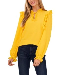 CeCe Ruffled Tie-Neck Blouse