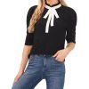 CeCe Women's Puff Sleeve Knit Top With Tie