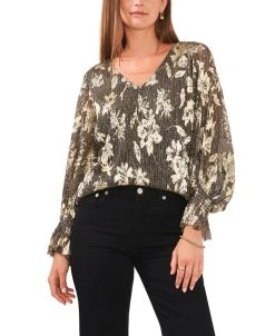 Vince Camuto Women's V-neck Blouson Sleeve Blouse