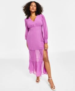 Bar III Women's V-Neck Slit Maxi Dress, Created For Macy's